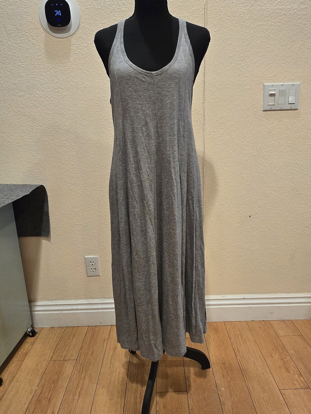 GAP Heather Gray Sleeveless Scoop Neck Maxi Dress